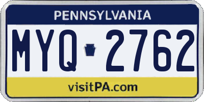 PA license plate MYQ2762