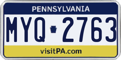 PA license plate MYQ2763