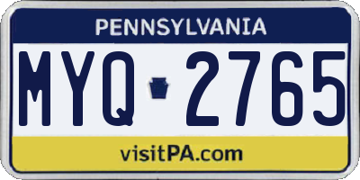PA license plate MYQ2765