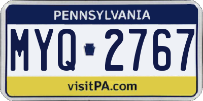 PA license plate MYQ2767