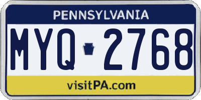 PA license plate MYQ2768