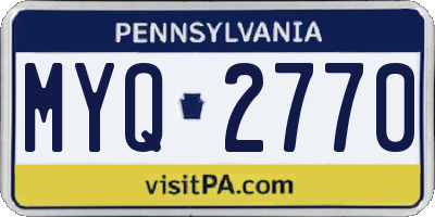 PA license plate MYQ2770