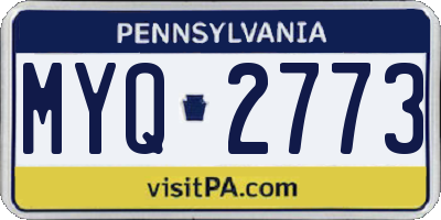 PA license plate MYQ2773