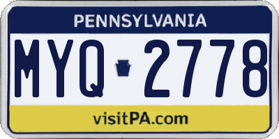 PA license plate MYQ2778
