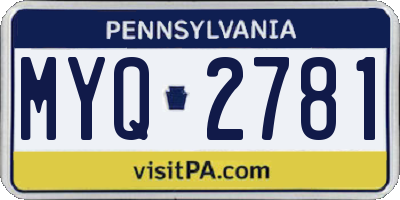 PA license plate MYQ2781