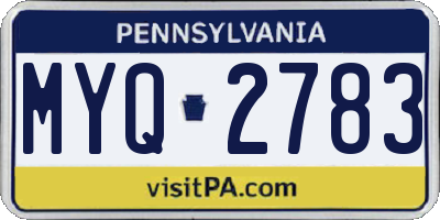 PA license plate MYQ2783