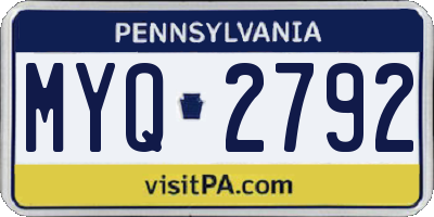 PA license plate MYQ2792