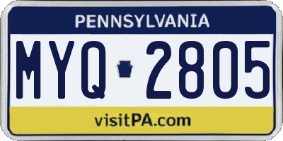 PA license plate MYQ2805
