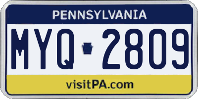 PA license plate MYQ2809