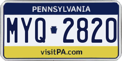 PA license plate MYQ2820