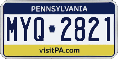 PA license plate MYQ2821