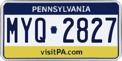 PA license plate MYQ2827