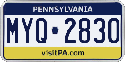 PA license plate MYQ2830