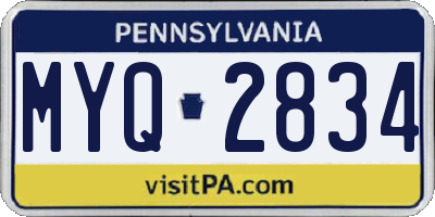 PA license plate MYQ2834