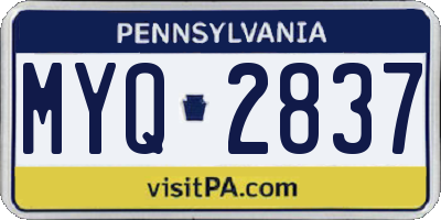 PA license plate MYQ2837