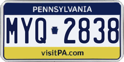 PA license plate MYQ2838