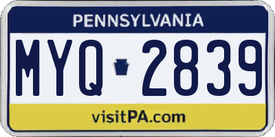 PA license plate MYQ2839