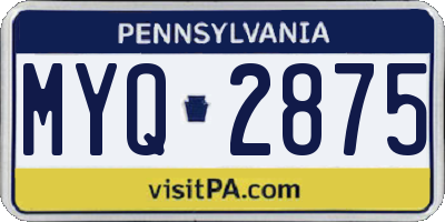 PA license plate MYQ2875