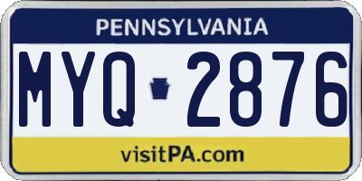 PA license plate MYQ2876