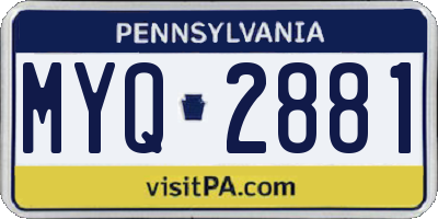 PA license plate MYQ2881
