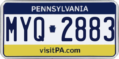 PA license plate MYQ2883
