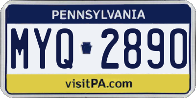PA license plate MYQ2890
