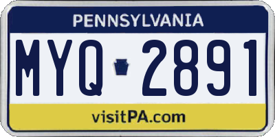 PA license plate MYQ2891