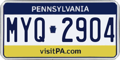 PA license plate MYQ2904