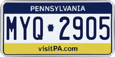 PA license plate MYQ2905