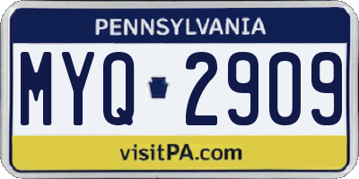 PA license plate MYQ2909