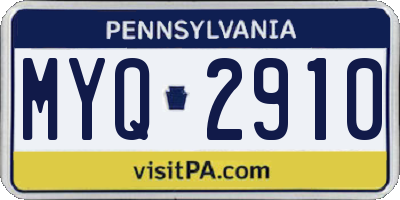 PA license plate MYQ2910