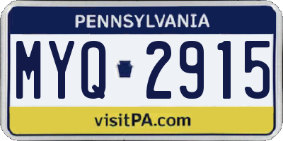 PA license plate MYQ2915