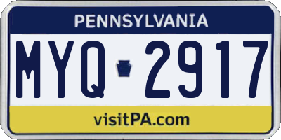 PA license plate MYQ2917