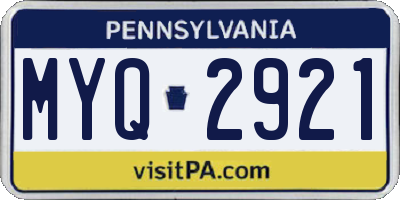 PA license plate MYQ2921