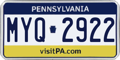 PA license plate MYQ2922