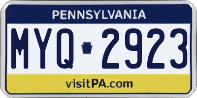 PA license plate MYQ2923