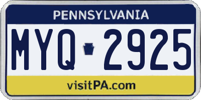 PA license plate MYQ2925