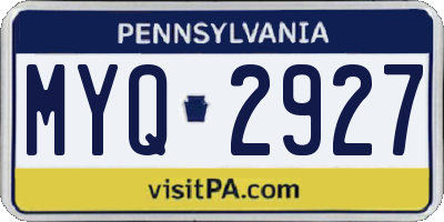 PA license plate MYQ2927