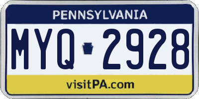 PA license plate MYQ2928