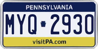 PA license plate MYQ2930