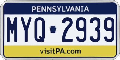 PA license plate MYQ2939