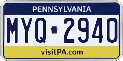 PA license plate MYQ2940