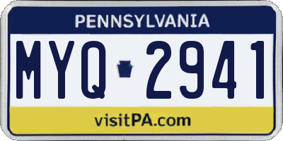 PA license plate MYQ2941