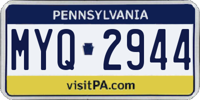 PA license plate MYQ2944