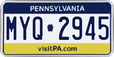 PA license plate MYQ2945