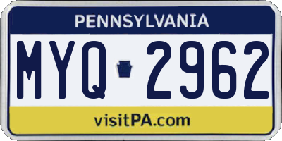 PA license plate MYQ2962