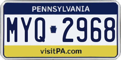 PA license plate MYQ2968