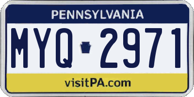 PA license plate MYQ2971