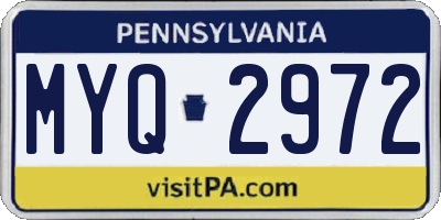PA license plate MYQ2972