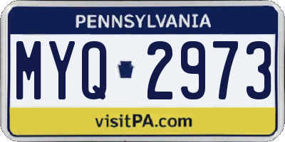 PA license plate MYQ2973